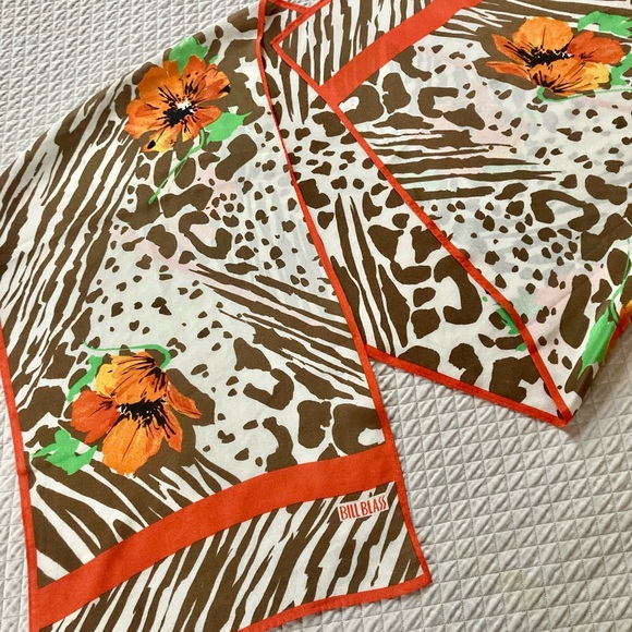 BILL BLASS colourful vintage silk scarf - Picture 2 of 10